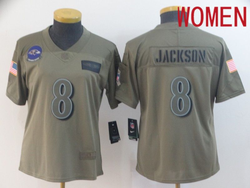 Women Baltimore Ravens #8 Jackson Nike Camo 2019 Salute to Service Limited NFL Jerseys